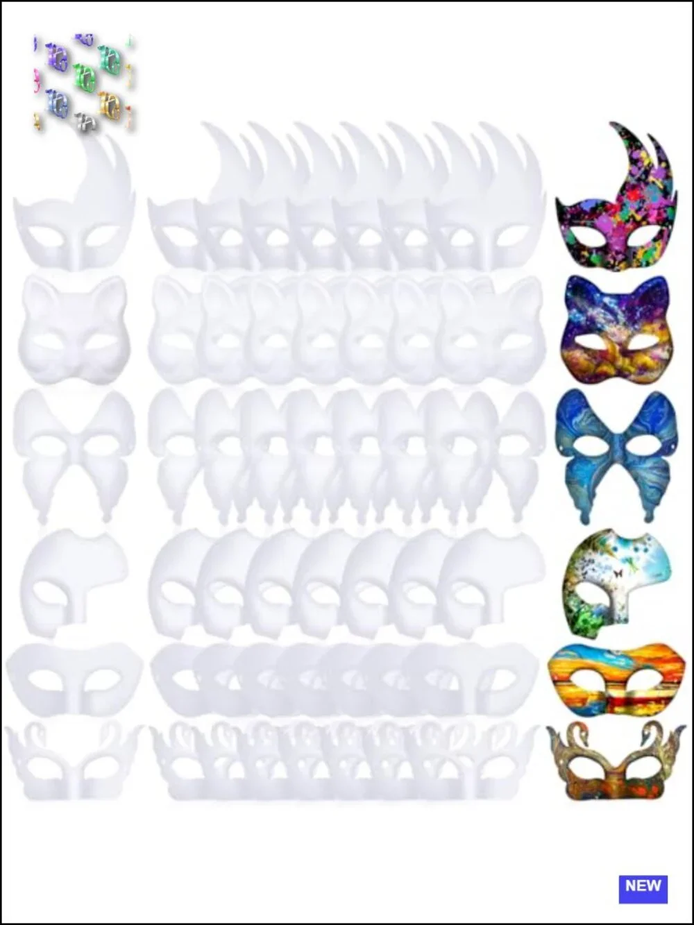 96 Pcs Paper Mache Half Face Masks DIY Craft Decor